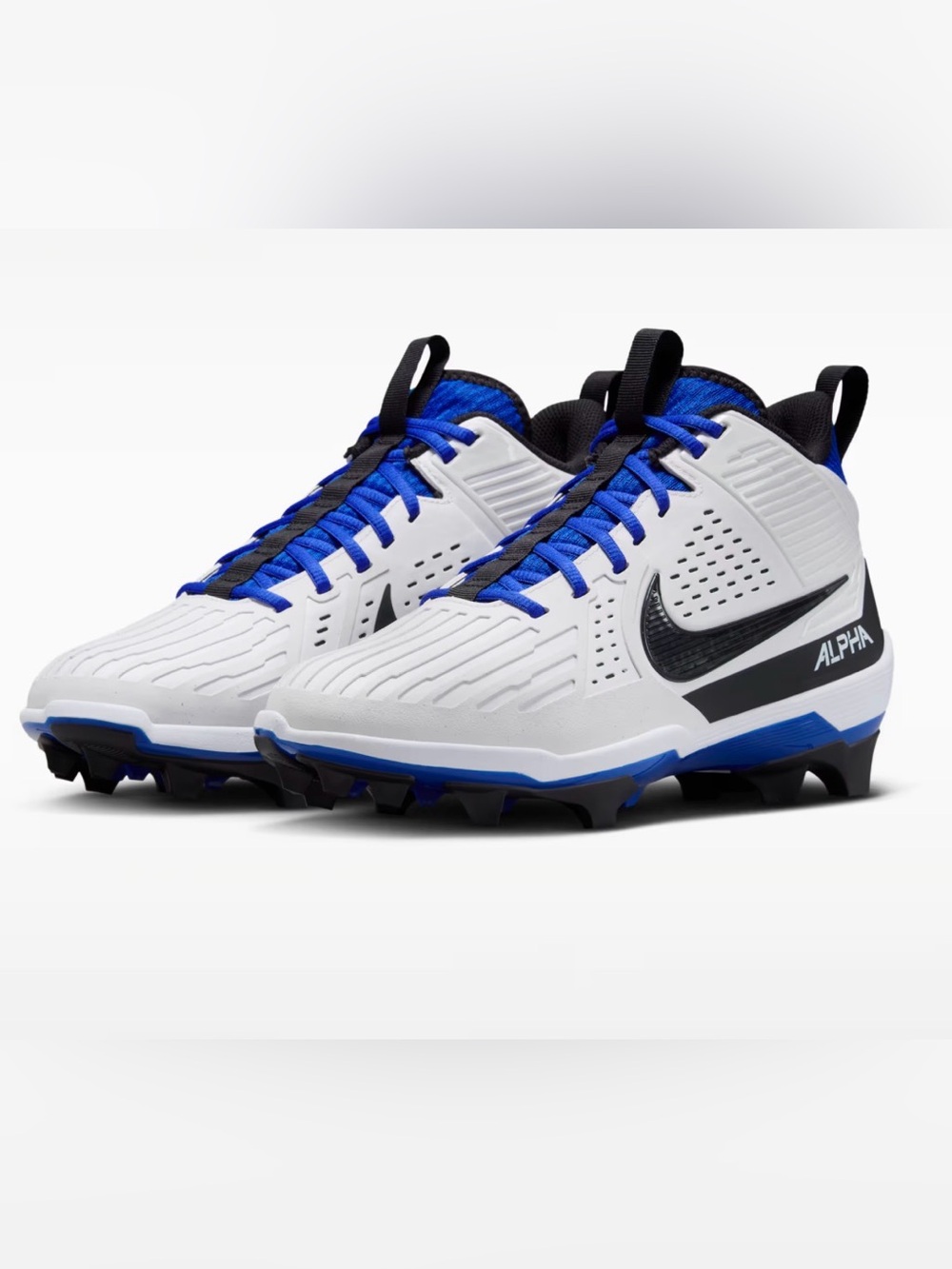 Nike Alpha Menace Strong Men's Football Cleats Size 10 II5139-101 White/Blue New - Picture 1 of 13